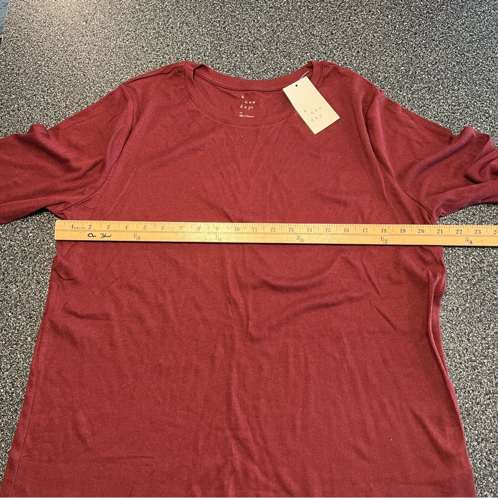 ❤️3/$15 NWT a new day Long Sleeve Crewneck Top - Red Size 1X - Picture 4 of 8